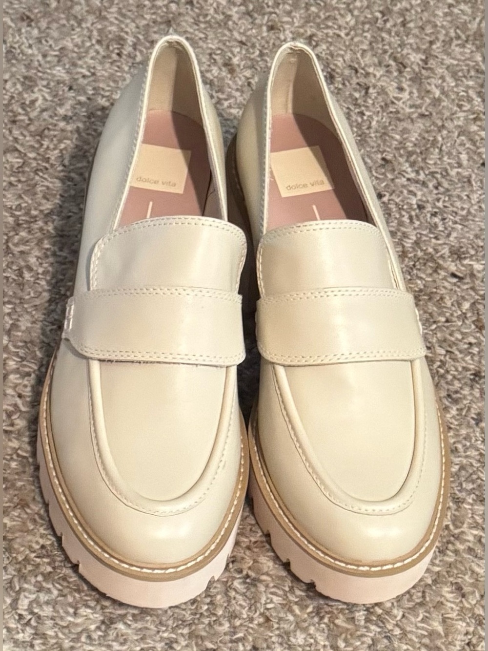 Dolce Vita Halona Loafers in Ivory Leather